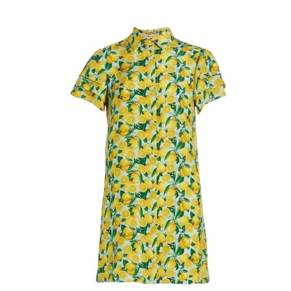 Alice + Olivia Jem Lemon Squeeze Minidress Yellow Print Medium